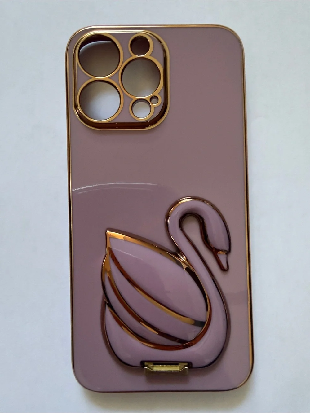 Purple Swan iPhone 14 Pro Max Case with Gold Trim